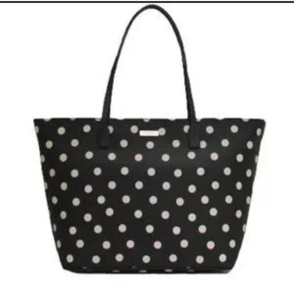 Calvin Klein black and white polkadot tote bag - Picture 1 of 5